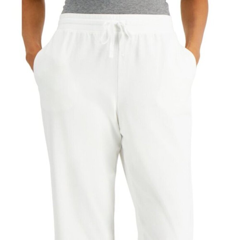 Karen Scott Knit Capri Pull on White Capri Jogger / Sweat Pants NWT - Picture 2 of 8